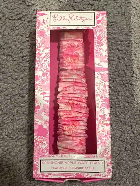 Lilly Pulitzer Pink Floral Scrunchie Apple Watch Band - Picture 1 of 4